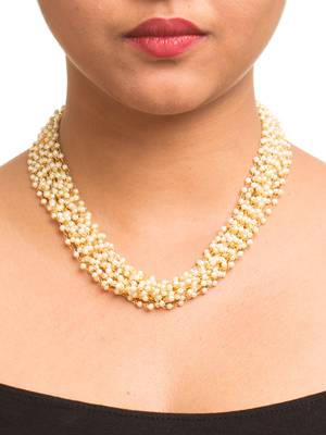 Multi-Layer Pearl Designer Necklace Set with matching Earrings 1