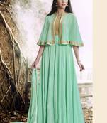 Light Green Embroidered Georgette Semi Stitched Salwar With Dupatta
