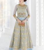 Light Grey Embroidered Georgette Anarkali Suit