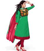 Riti Riwaz green cotton  anarkali suit with dupatta