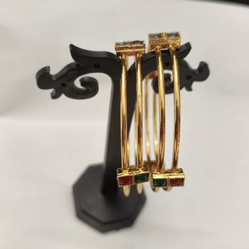 Metal Multi Stone Gold Plated Bangle Set 3