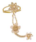 Gold Plated White Color Alloy Hathphool Jewellery