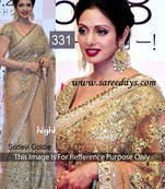 Golden embroidered net saree with blouse