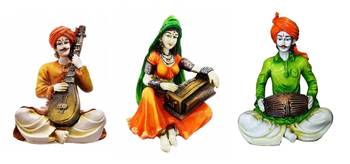 Polyresine Set of 3 Rajasthani Idols Showpiece/Best for Home Decor/Great Gifting Option 1