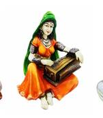 Polyresine Set of 3 Rajasthani Idols Showpiece/Best for Home Decor/Great Gifting Option