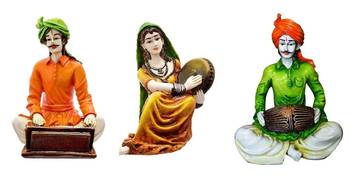 Showpiece Set of 3 Rajasthani Playing Instruments/Decor/Gifting Option/Best for Office Decor 1