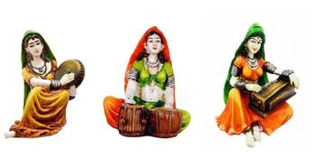 Showpiece Set of 3 Rajasthani Playing Instruments/Decor/Gifting Option/Best for Office Decor 1