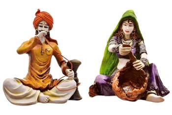 Rajasthani Man with Hukka  and  Lady making Basket 1