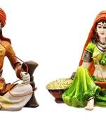 Polyresine Couple Drinking Hukka  and  Weighing Scale