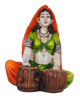 Polyresine Rajasthani Lady Playing Harmonium Showpiece 1