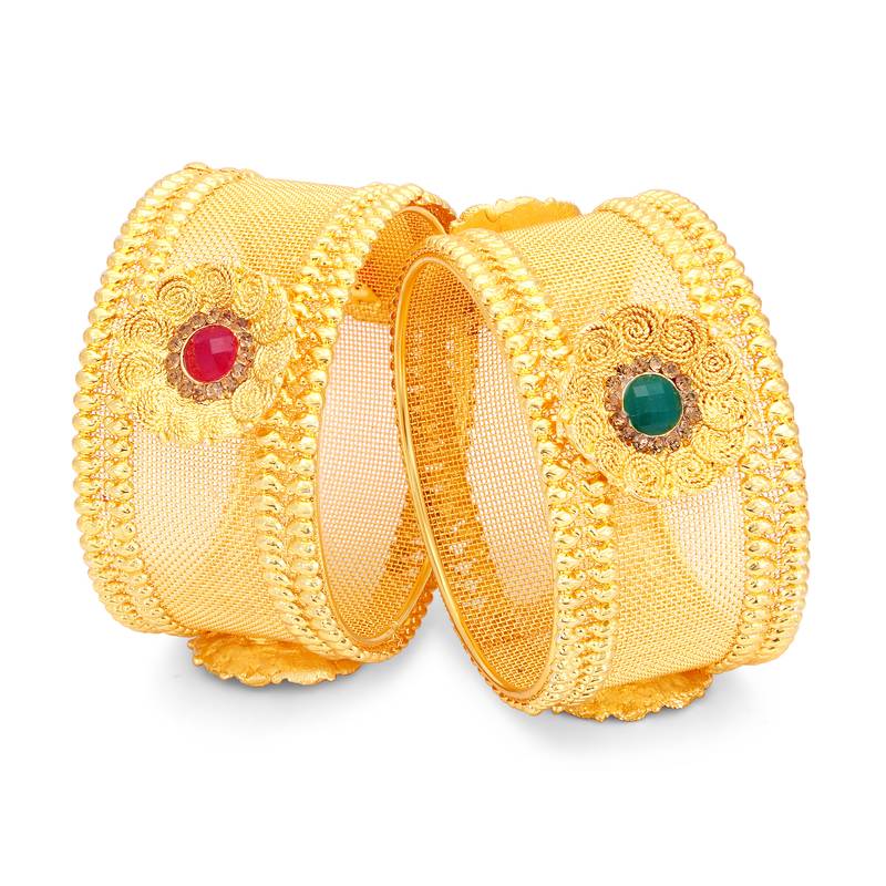 Fascinating Jalebi Gold Plated LCT Stone Bangles For Women Pack Of 2