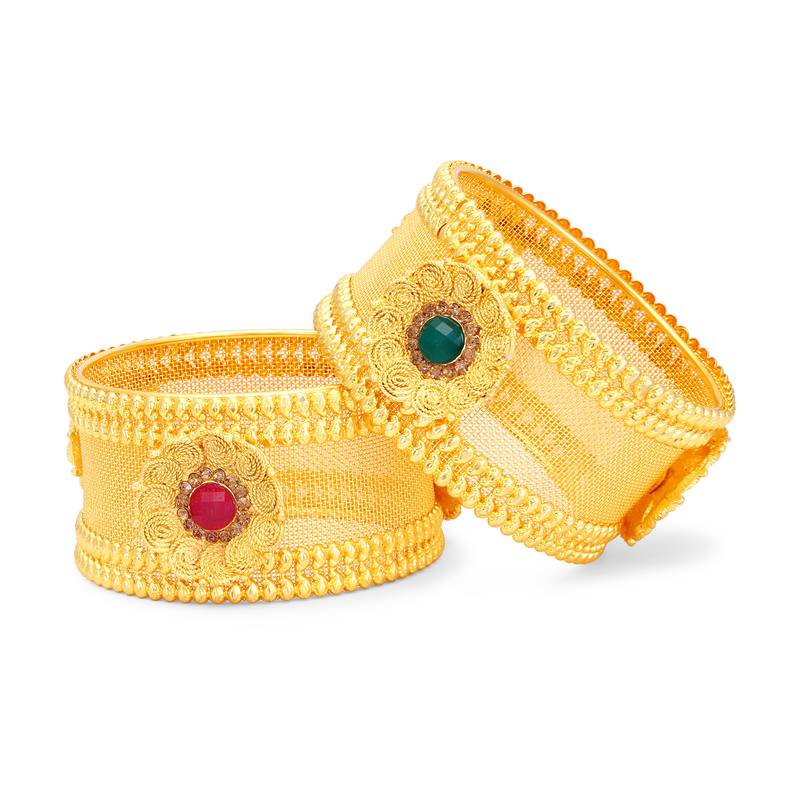 Fascinating Jalebi Gold Plated LCT Stone Bangles For Women Pack Of 2