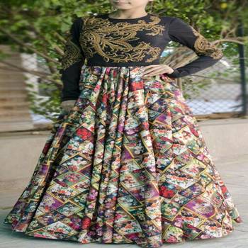 Multicolor embroidered banglory silk unstitched lehenga 1