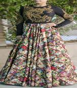 Multicolor embroidered banglory silk unstitched lehenga