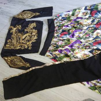 Multicolor embroidered banglory silk unstitched lehenga 4