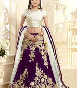 Purple Hand Woven Georgette Unstitched Lehenga