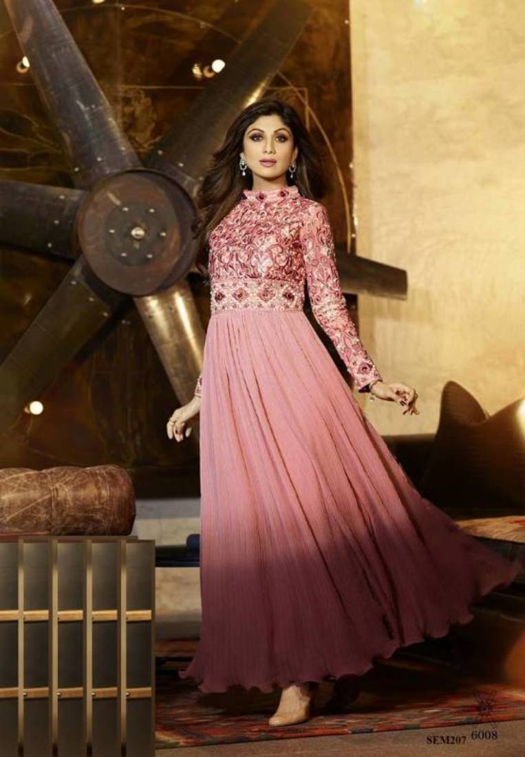 Glorious Neck Embroidered Shilpa Shetty In – Light Pink Anarkali