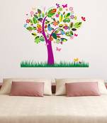Wall Stickers Colourful Tree Pattern Leaves and Green Grass