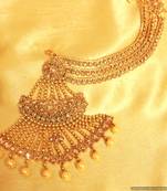 Gold Look Polki & Pearl Side Maang Tikka