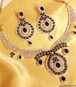 Blue Sapphire Diamond Look Necklace Set