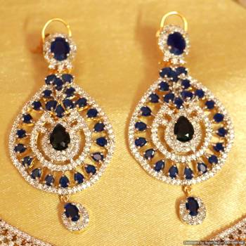 Blue Sapphire Diamond Look Necklace Set 2