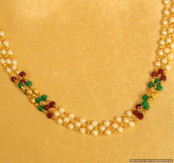Multicolour Polki 3 Line Necklace 2