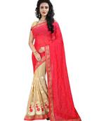 pink embroidered georgette saree with blouse