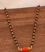 Black beads mangalsutra SHORT with coral pendant one gram gold