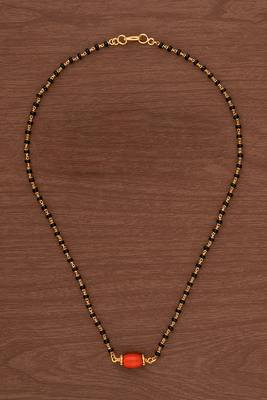 Black beads mangalsutra SHORT with coral pendant one gram gold 2