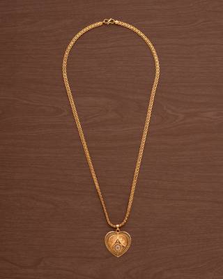 Golden flat designer chain with heart shape pendant one gram gold 2