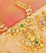 Multi-Color Uncut Peacock Temple Jewellery with Emerald Stone