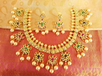 Divine Tri-color Uncut Stone Designer Necklace Set 2