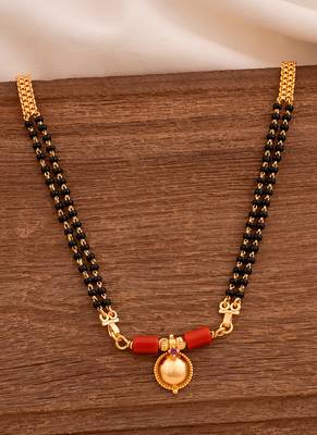 Black beads and golden mangalsutra LONG with single vati tali one gram gold 1