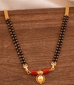 Black beads and golden mangalsutra LONG with single vati tali one gram gold