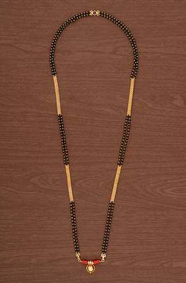 Black beads and golden mangalsutra LONG with single vati tali one gram gold 2