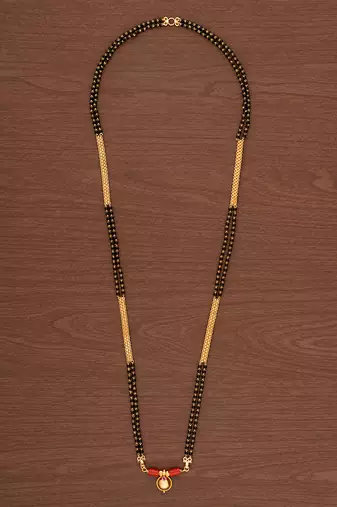 Black beads and golden mangalsutra LONG with single vati tali one gram gold