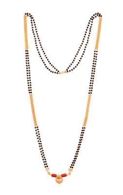 Black beads and golden mangalsutra LONG with single vati tali one gram gold 3