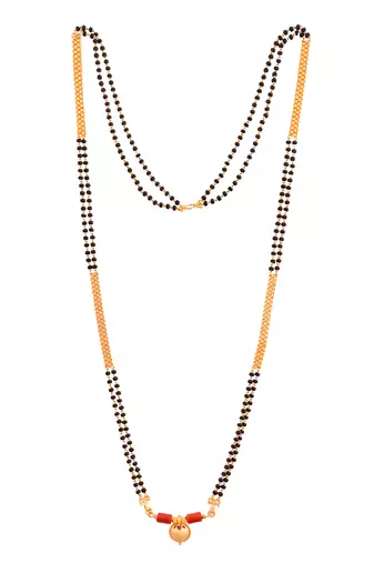 Black beads and golden mangalsutra LONG with single vati tali one gram gold