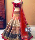 Multicolor embroidered silk unstitched lehenga