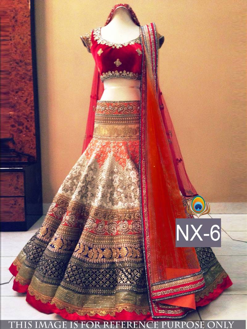 Multicolor embroidered silk unstitched lehenga