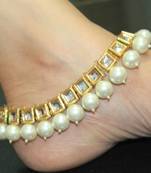 Kundan And Pearl Ankle Bracelet