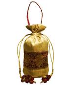 Clean Planet Mahroon and Gold Silk embroidered potli-bags