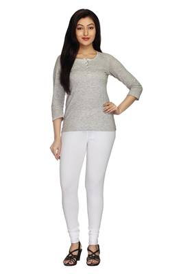 White Plain Cotton free size leggings 2