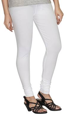 White Plain Cotton free size leggings 3