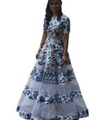 White printed art silk Gown