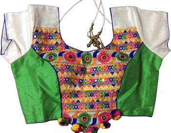 green art_silk Kutchwork stitched blouse 1