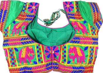 green art_silk Kutchwork stitched blouse 2
