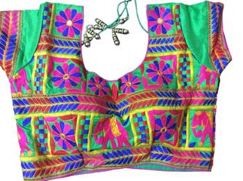 green art_silk Kutchwork stitched blouse 4
