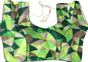 green art_silk Abstract Print stitched blouse 1