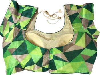 green art_silk Abstract Print stitched blouse 2
